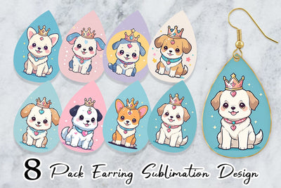 Earring Dog Wearing Crown Sublimation artnoy 