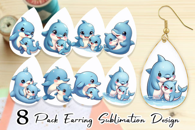 Earring Dolphin Mother's Day Sublimation artnoy 