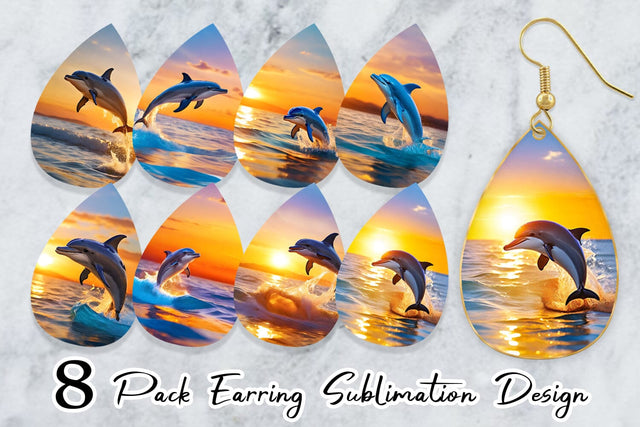 Earring Dolphins and Sunset Sublimation artnoy 