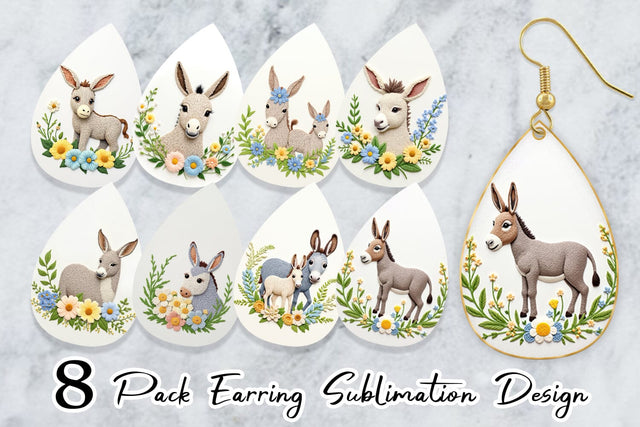 Earring Donkey Embroidery Sublimation artnoy 