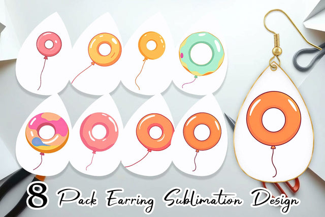 Earring Donut Balloon Sublimation artnoy 