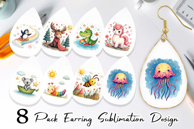 Earring Doodle Dream Animals Sublimation artnoy 