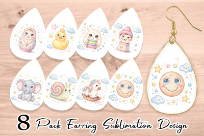 Earring Dreamy Floating Toybox Watercolor Sublimation artnoy 
