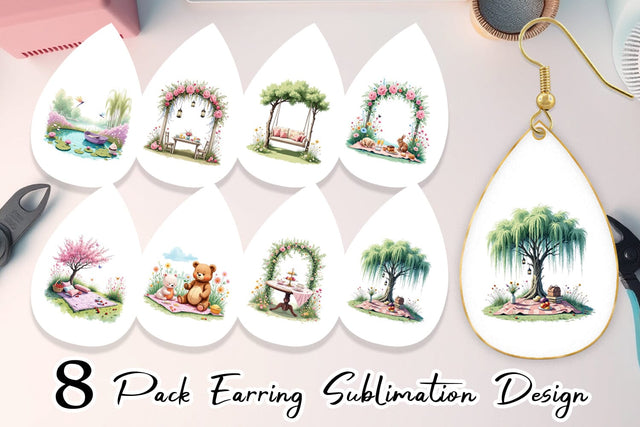 Earring Dreamy Garden Picnic Sublimation artnoy 
