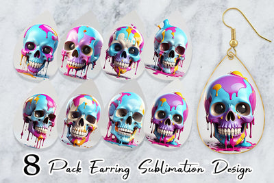 Earring Dripping Skull Sublimation artnoy 