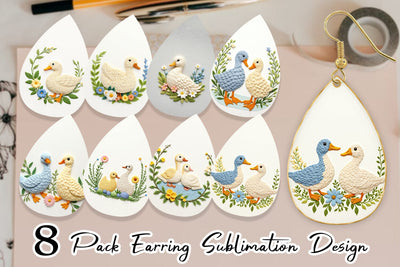 Earring Duck Embroidery Sublimation artnoy 