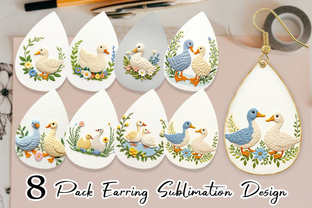 Earring Duck Embroidery Sublimation artnoy 