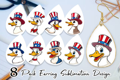 Earring Duck Patriotic Sublimation artnoy 