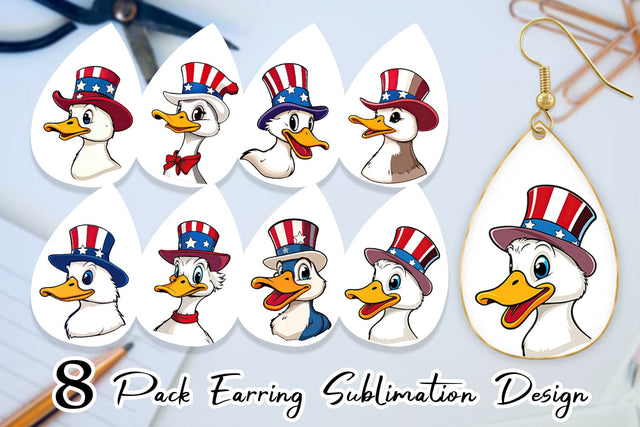 Earring Duck Patriotic Sublimation artnoy 