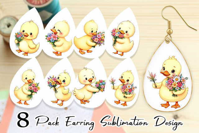 Earring Duck Spring Bouquet Sublimation artnoy 