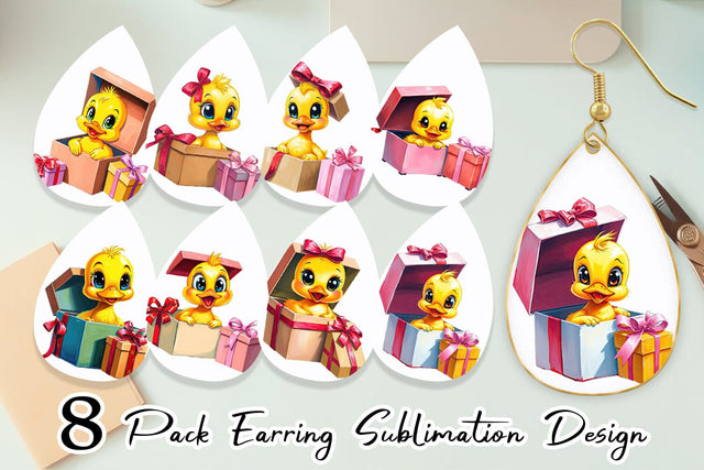 Earring Duckling Gift Sublimation artnoy 