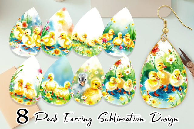 Earring Ducklings in Spring Sublimation artnoy 
