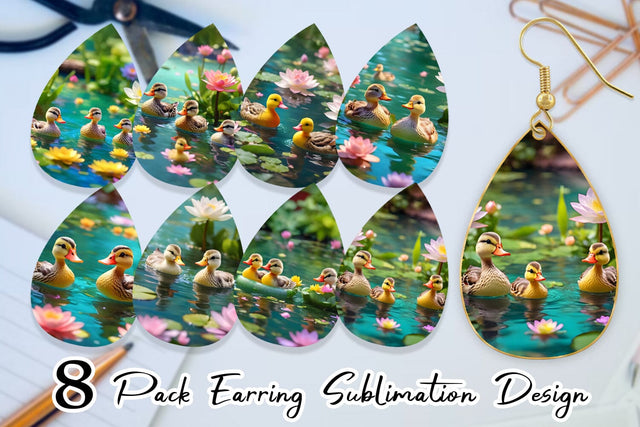 Earring Ducks Swimming Sublimation artnoy 