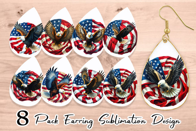 Earring Eagle 4th of July Sublimation artnoy 