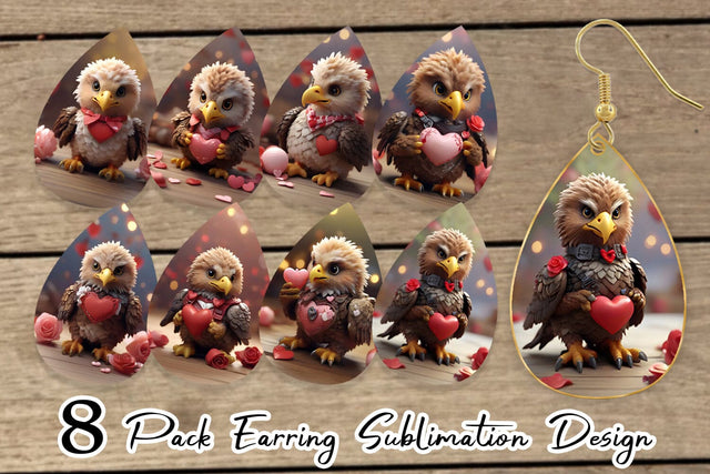 Earring Eagle Valentine Sublimation artnoy 