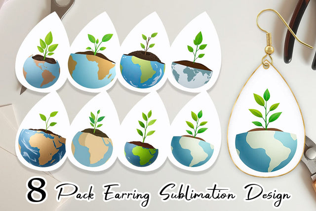 Earring Earth with a Seedling Sublimation artnoy 