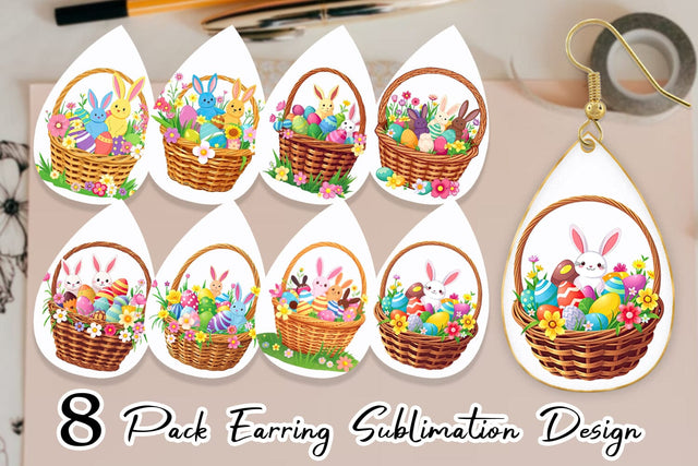 Earring Easter Basket Sublimation artnoy 