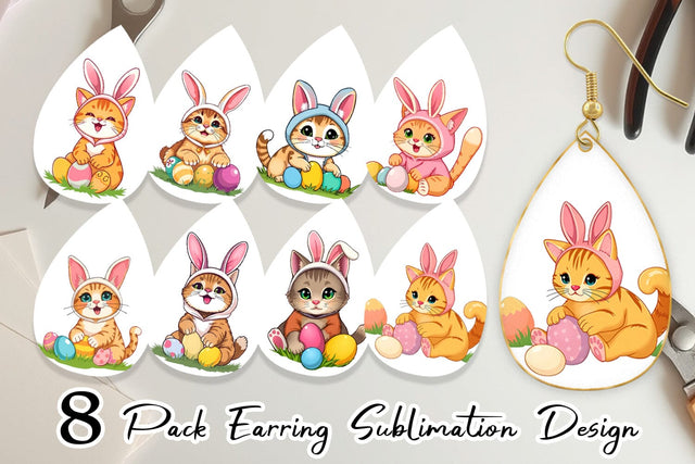 Earring Easter Cat Sublimation artnoy 