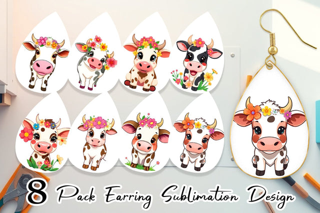 Earring Easter Cow Sublimation artnoy 