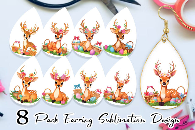 Earring Easter Deer Sublimation artnoy 