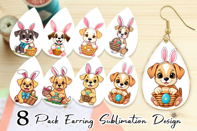 Earring Easter Dog Sublimation artnoy 