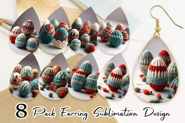Earring Easter Egg Embroidery Sublimation artnoy 