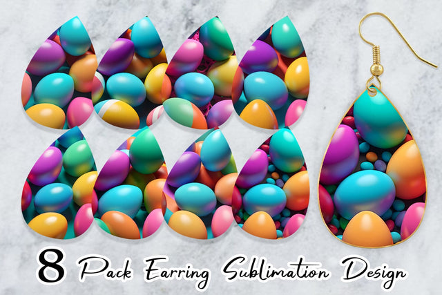 Earring Easter Eggs Colorful Sublimation artnoy 