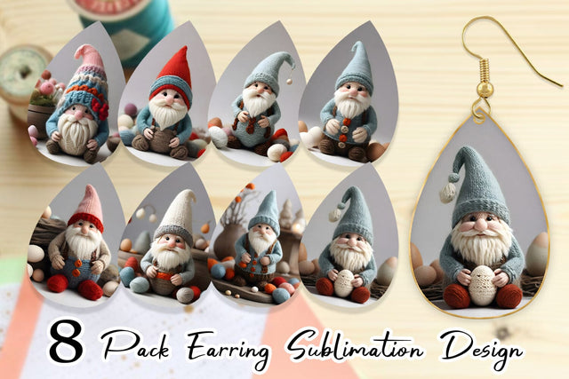 Earring Easter Gnome Embroidery Sublimation artnoy 