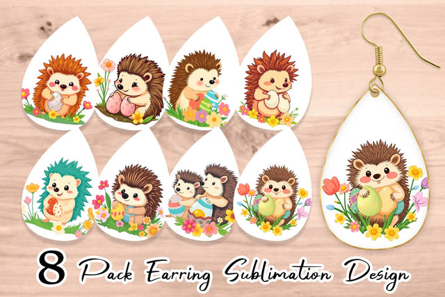 Earring Easter Hedgehog Sublimation artnoy 
