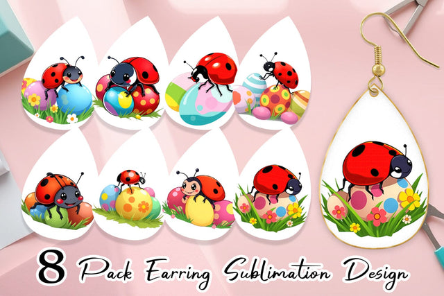 Earring Easter Ladybug Sublimation artnoy 
