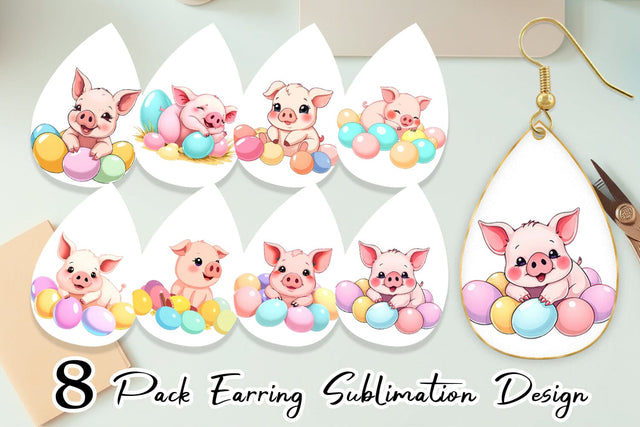 Earring Easter Pig Sublimation artnoy 