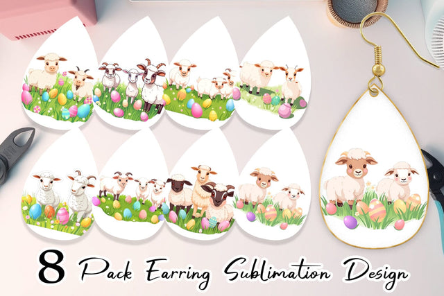 Earring Easter Sheep Sublimation artnoy 