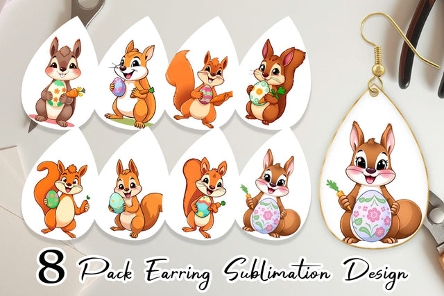 Earring Easter Squirrel Sublimation artnoy 