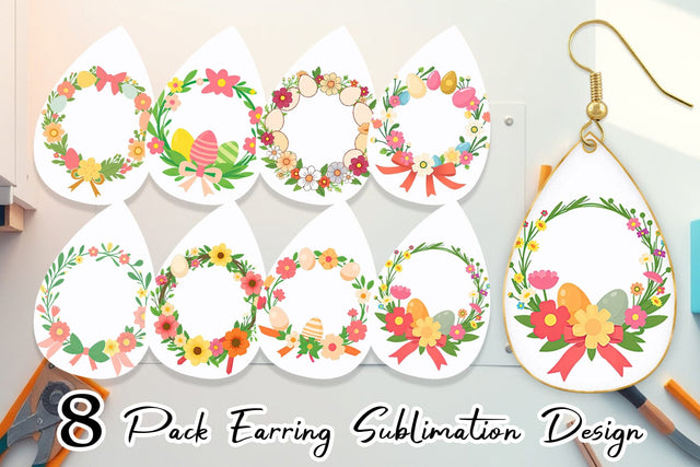 Earring Easter Wreath Sublimation artnoy 