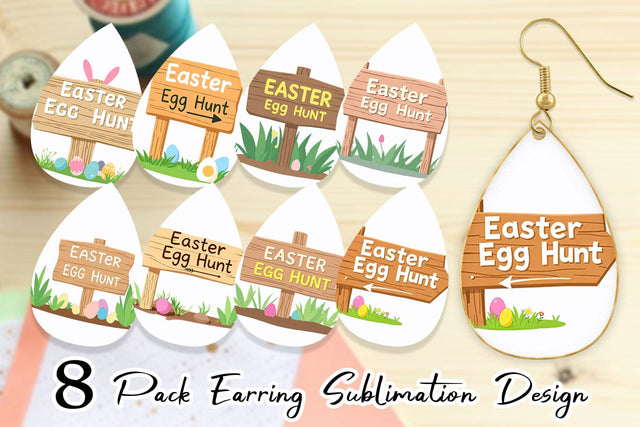 Earring Egg Hunt Sign Sublimation artnoy 