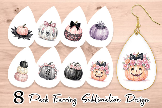Earring Elegant Soft Goth Pumpkin Watercolor Sublimation artnoy 