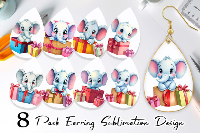 Earring Elephant Gift Sublimation artnoy 