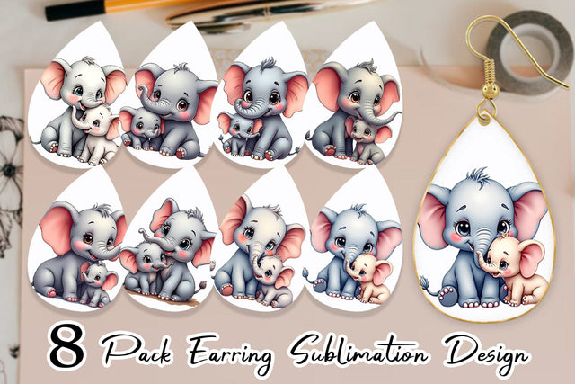 Earring Elephant Mother's Day Sublimation artnoy 