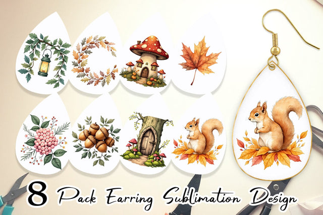 Earring Enchanted Autumn Forest Sublimation artnoy 