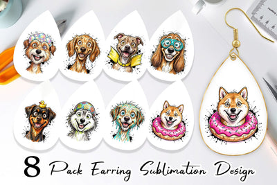 Earring Enthusiastic Wet Dog Pool Party Sublimation artnoy 