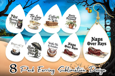 Earring Eternally Lazy Goth Summer Quote Sublimation artnoy 