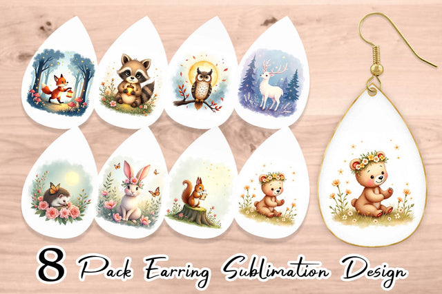 Earring Ethereal Forest Creatures Sublimation artnoy 