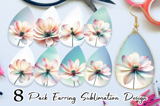Earring Ethereal Pastel Flower Sublimation artnoy 