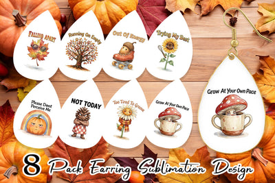 Earring Exhausted Autumn Groovy Sublimation artnoy 