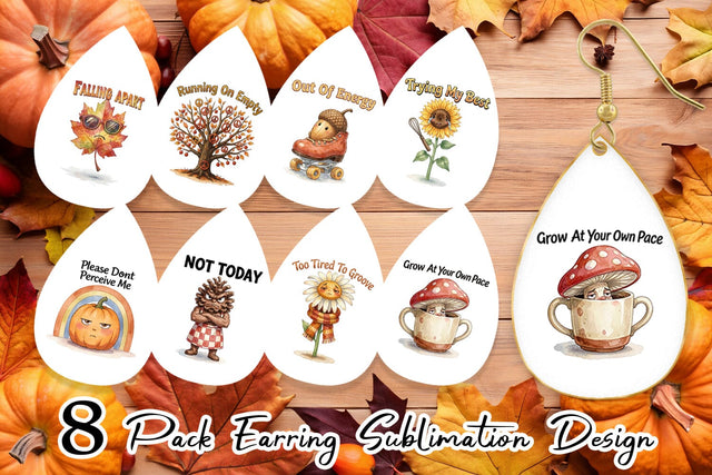 Earring Exhausted Autumn Groovy Sublimation artnoy 