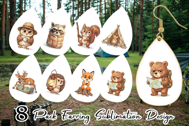 Earring Exhausted Hiker Animal Watercolor SVG artnoy 