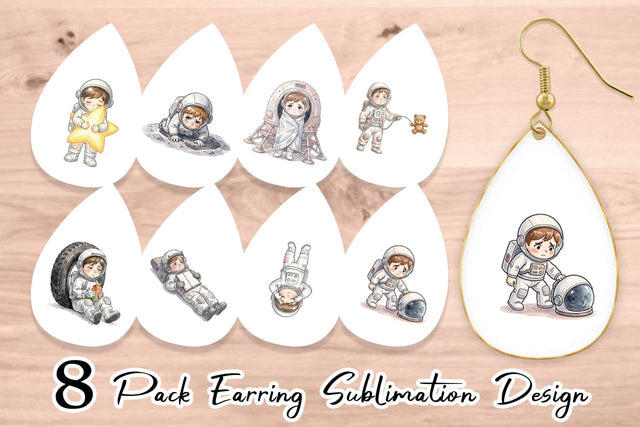 Earring Exhausted Kid Astronaut Space Burnout Sublimation artnoy 