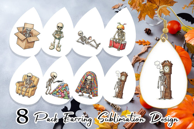 Earring Exhausted Lazy Dad Bone Watercolor Sublimation artnoy 