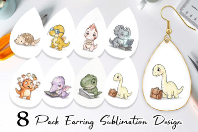 Earring Exhausted Office Dinosaur Sublimation artnoy 