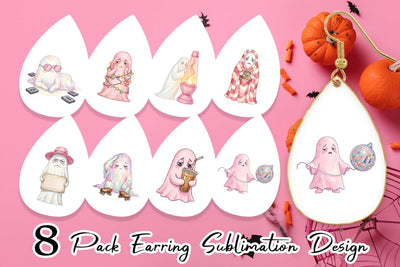 Earring Exhausted Retro Ghost Pink Watercolor Sublimation artnoy 
